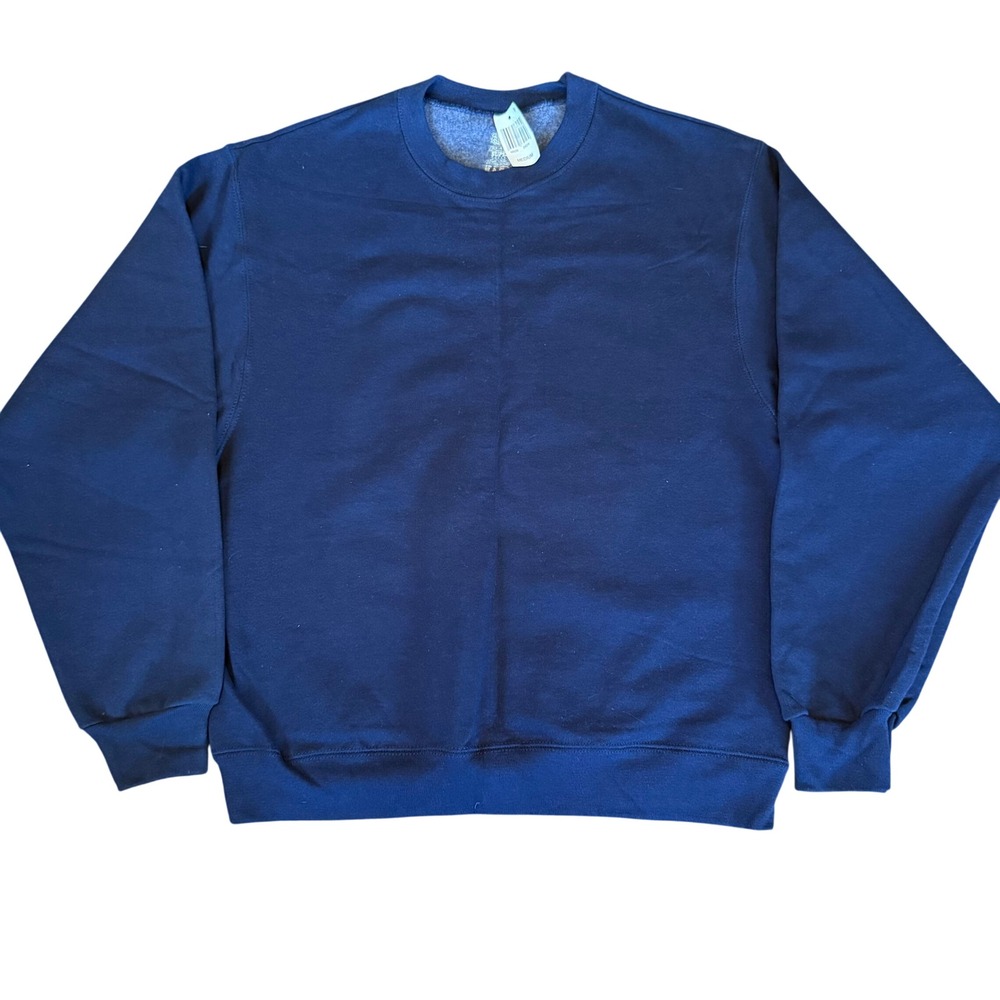 Vintage Blank Fruit of the Loom Navy Blue Crew Neck Sweatshirt Mens Medium NWT